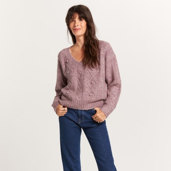 Pom Pom Cable Knit Sweater - Picture 2 of 3